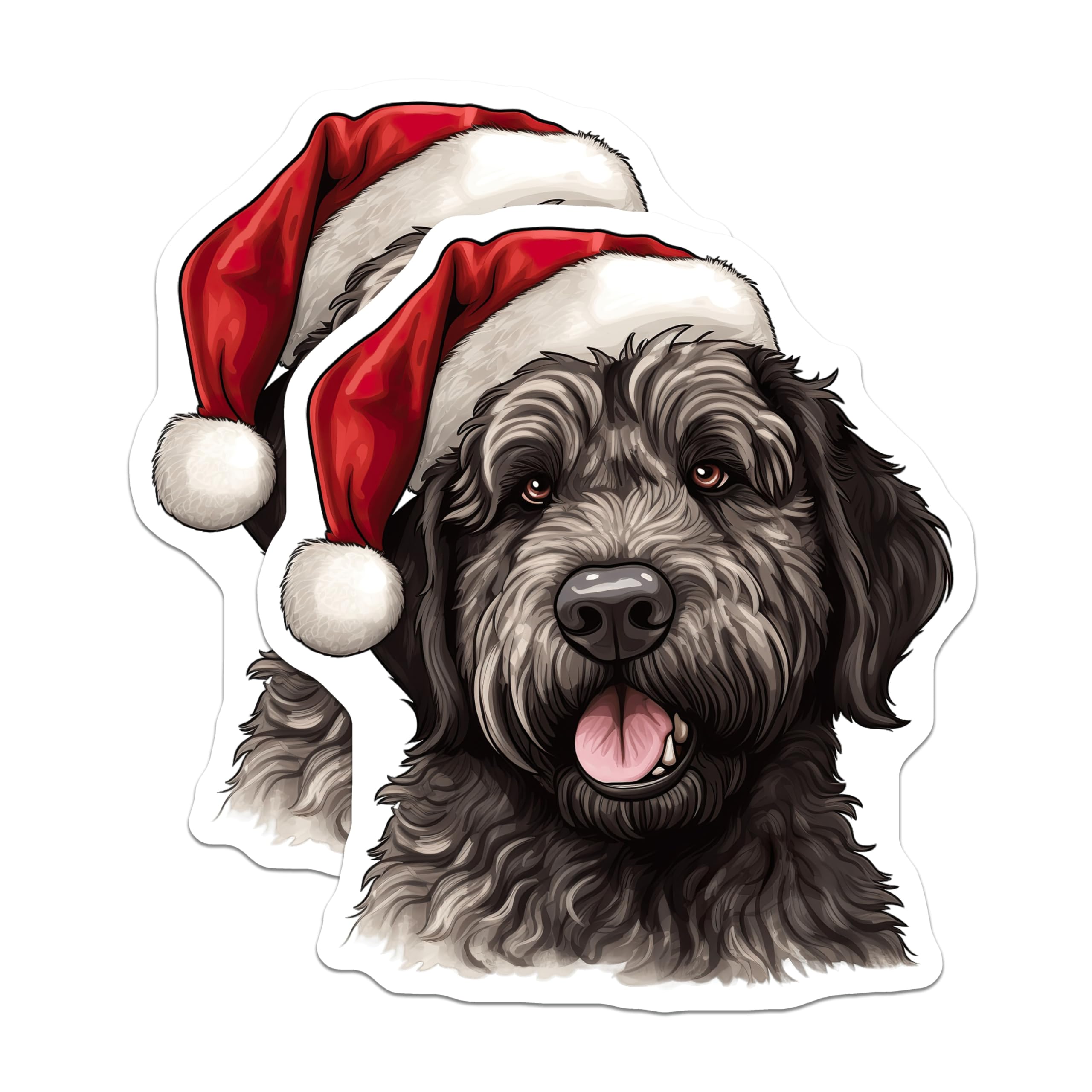 (2 Pack) Christmas Dog Magnets - Santa Hat Pet Decor - Dog Lover Refrigerator Accent - 5 Inches On Longest Side - Thick Durable Magnet - Made in USA - MAG28959