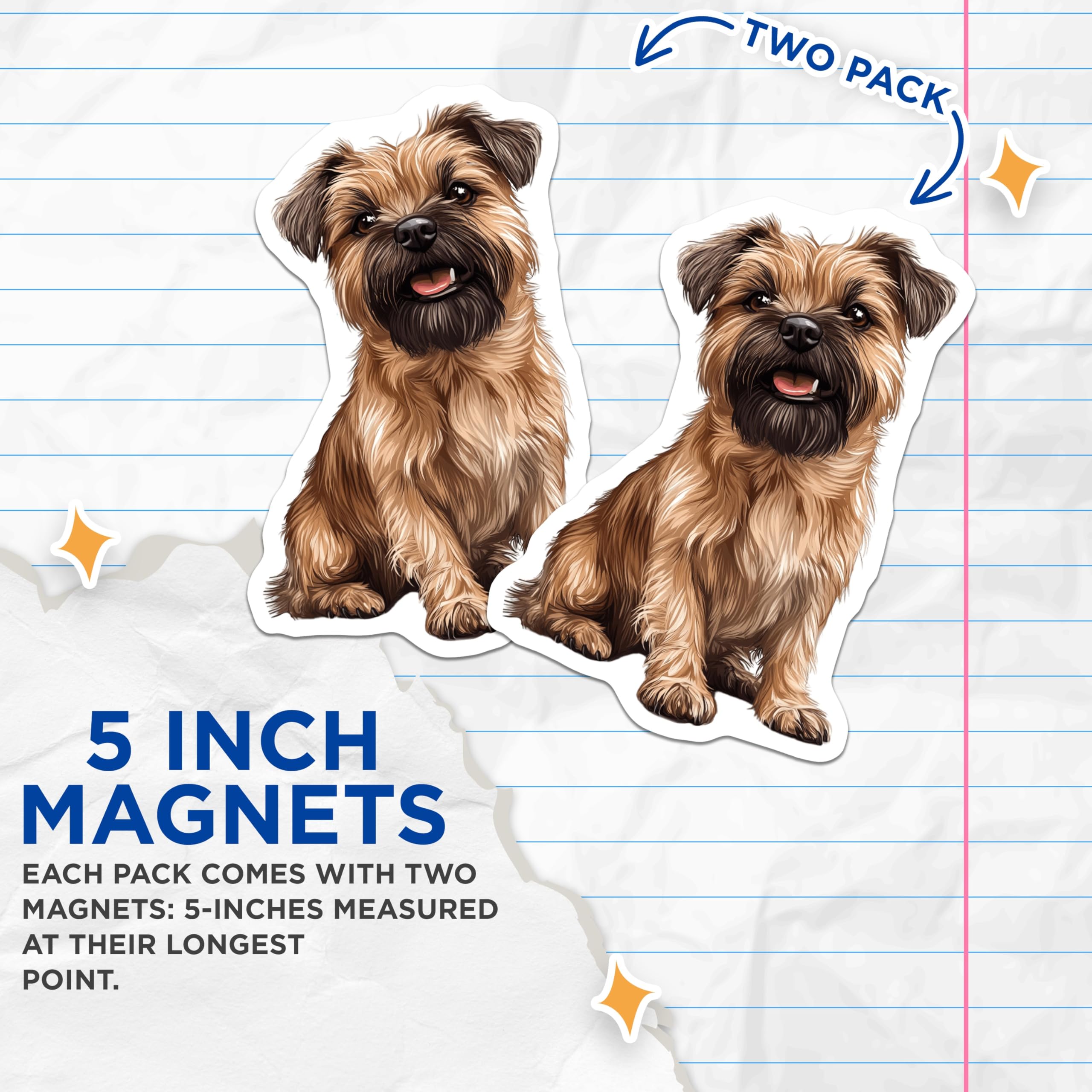 (2 Pack) Cairn Terrier Magnets - Cute Scruffy Dog Art - Pet Lover Refrigerator Decor - 5 Inches On Longest Side - Thick Durable Magnet - Made in USA - MAG23434