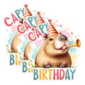 (3 Pack) Capybara Birthday Decals - Party Animal Stickers - Funny Laptop Decals - 3 Inches On Longest Side - Easy Peel & Apply - Made in USA - 3MCS1500