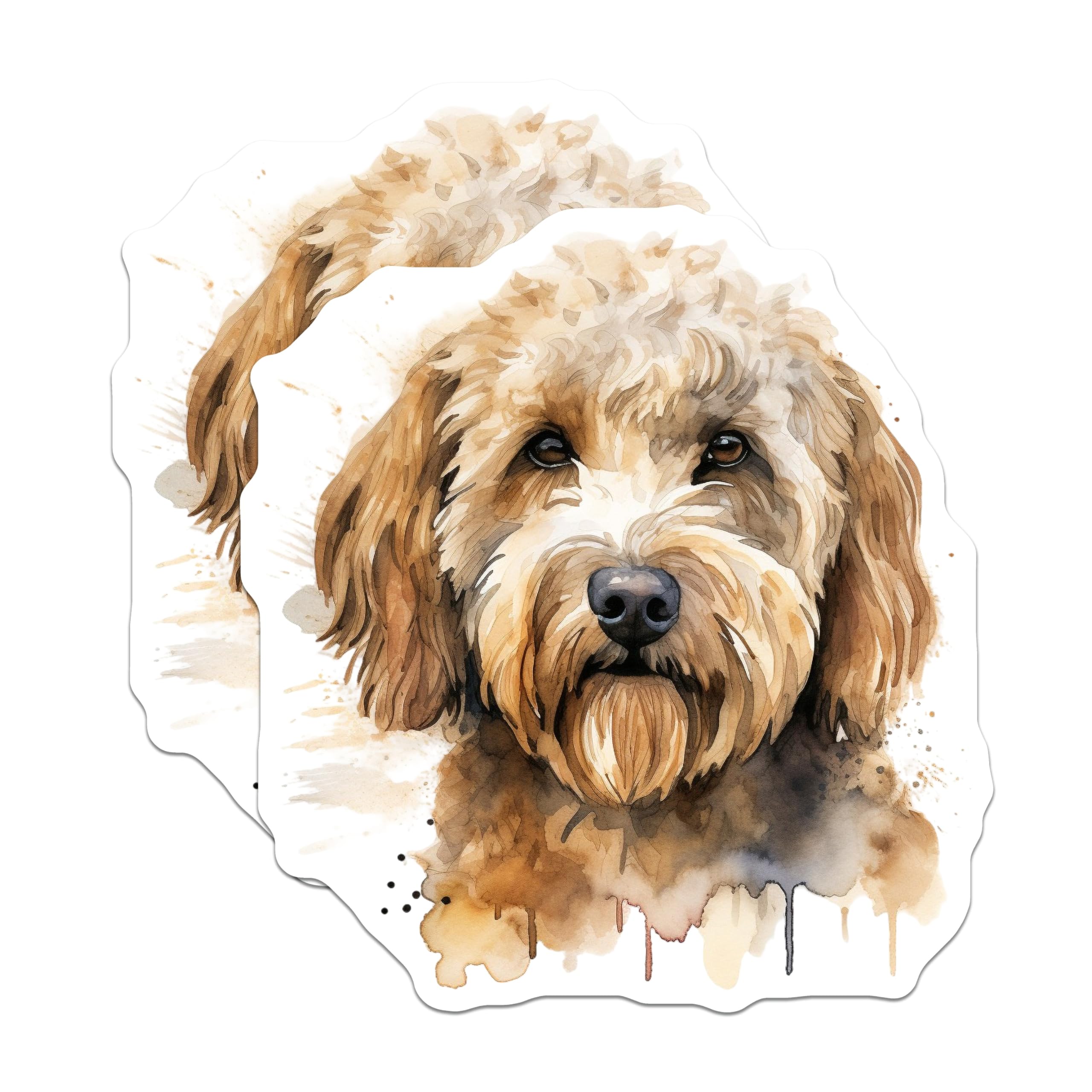 (2 Pack) Goldendoodle Watercolor Magnets - Dog Lover Art - Pet Owner Decor - 5 Inches On Longest Side - Thick Durable Magnet - Made in USA - MAG28768