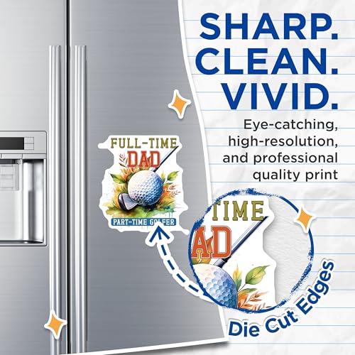 (2 Pack) Full-Time Dad Magnets - Part-Time Golfer - Father's Day Golf - Dad Appreciation Magnets - 5" On Longest Side - for Cars, Fridges, Toolboxes - Made in USA - MAG4005