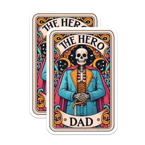 (2 Pack) The Hero Dad Stickers - Skeleton Dad Artwork - Father's Day Dad Stickers - 5" On Longest Side - Sticks to Smooth Flat Surfaces - Made in USA - BMCS5431