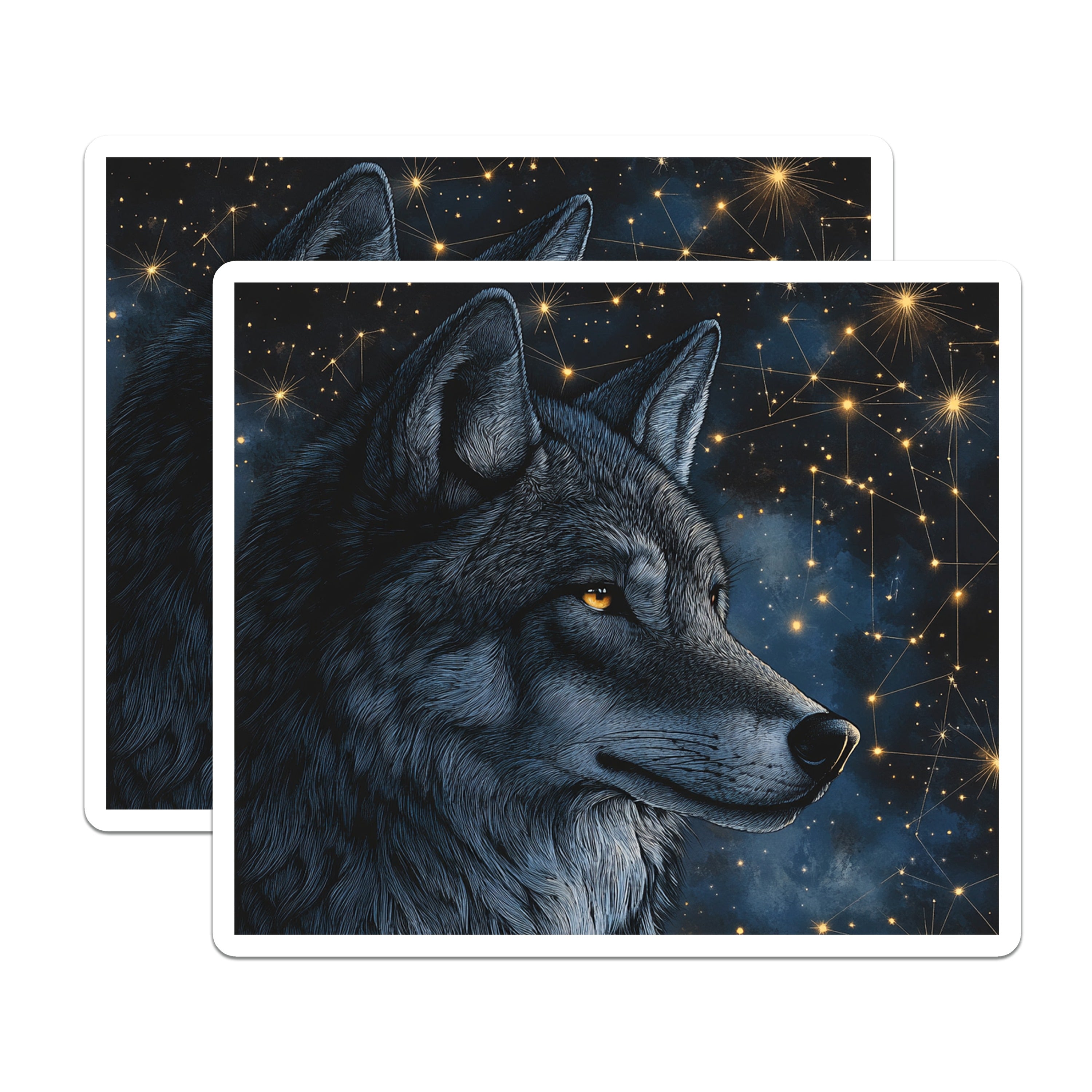 (2 Pack) Mystical Wolf Magnets - Starry Constellation Design - Wildlife Animal Decor - 5 Inches On Longest Side - Thick Durable Magnet - Made in USA - MAG37718