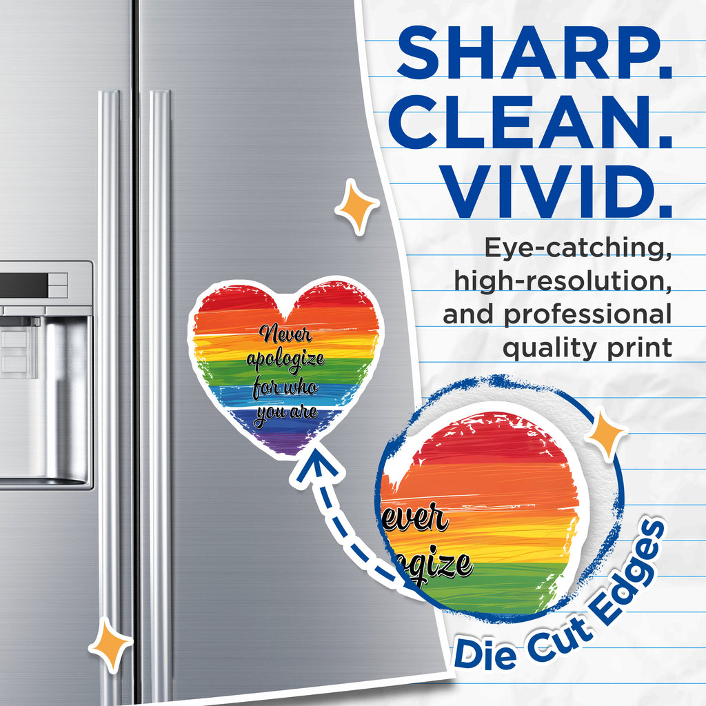 (2 Pack) Pride Magnets - Rainbow Heart LGBTQ+ Decor - Self Love Quote Inspirational Affirmation Magnets - 5 Inches On Longest Side - Thick Durable Magnet - Made in USA - MAG39845