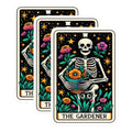 (3 Pack) Gardener Skeleton Decals - Floral Death Tarot - Macabre Laptop Decor - 3 Inches On Longest Side - Easy Peel & Apply - Made in USA - 3MCS4181