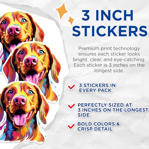 (3 Pack) Labrador Decals - Colorful Lab - Laptop Decals - 3 Inches On Longest Side - Easy Peel & Apply - Made in USA - 3MCS0842