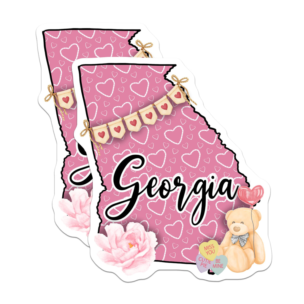 (2 Pack) Georgia State Magnets - Southern Home Decor - Teddy Bear Love Magnets - 5" On Longest Side - Premium Magnet - for Cars, Refrigerators, Toolboxes, Lockers - Made in USA - MAG17829