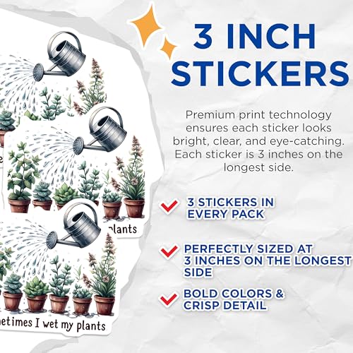 (3 Pack) Wet My Plants Decals - Funny Plant Lover Decals - Watering Can Laptop Decal - 3 Inches On Longest Side - Easy Peel & Apply - Made in USA - 3MCS7569