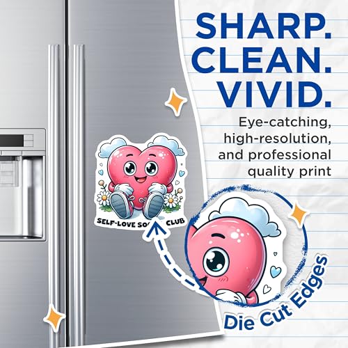 (2 Pack) Heart Shape Self-Love Social Club Magnets - 5" On Longest Side - for Cars, Fridges, Toolboxes - Made in USA - MAG7514