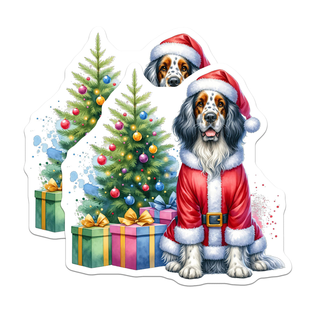 (2 Pack) Christmas Dog Magnets - Santa Spaniel Art - Festive Pet Lover Decor - Watercolor Holiday Fridge Magnets - 5 Inches On Longest Side - Thick Durable Magnet - Made in USA - MAG29442