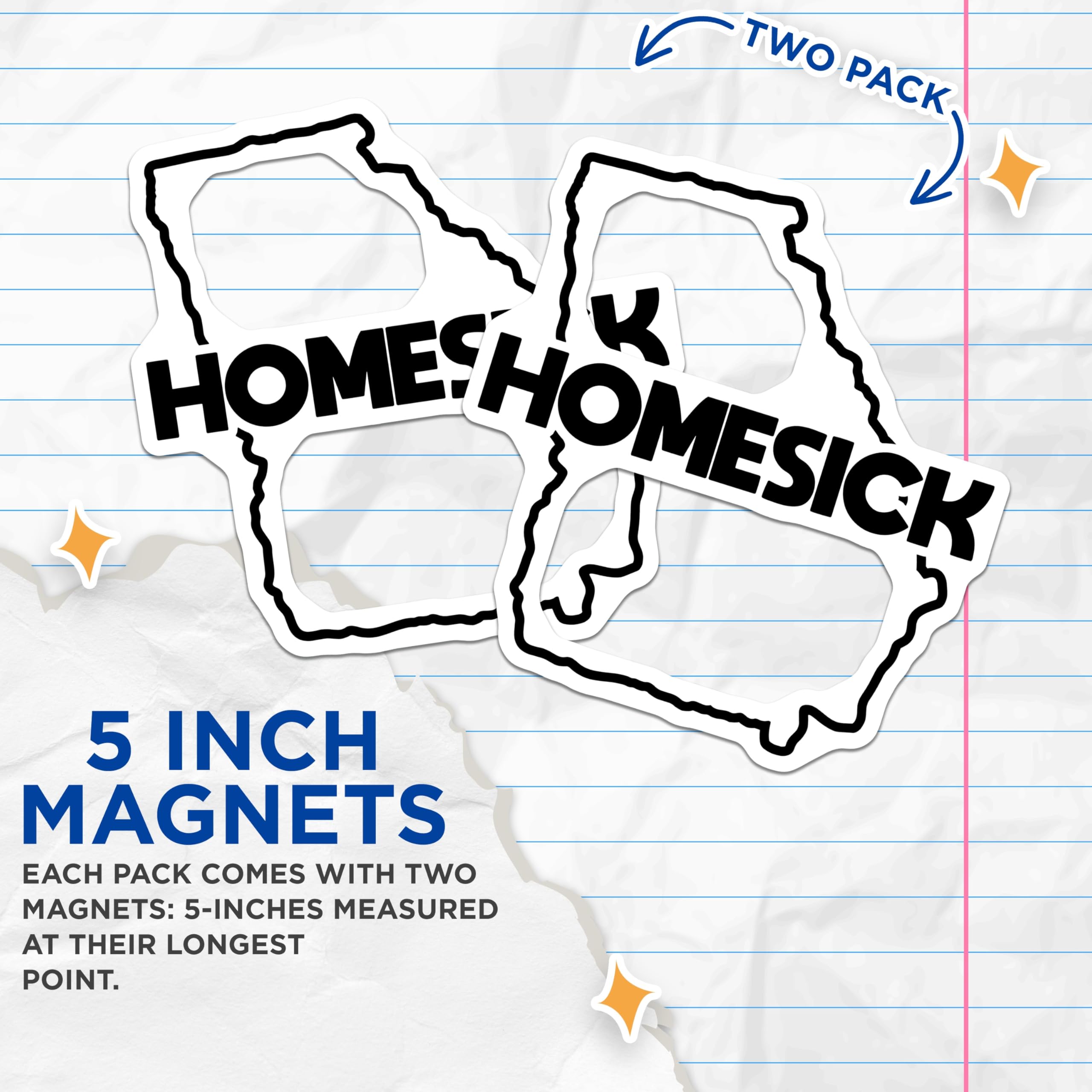 (2 Pack) Homesick Georgia Magnets - State Pride Fridge - GA Souvenir - 5" On Longest Side - Premium Magnet - for Cars, Refrigerators, Toolboxes, Lockers - Made in USA - MAG17707