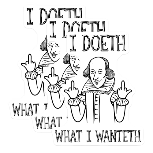 (3 Pack) Shakespeare Decals - Rude Middle Finger - Funny Laptop Decals - 3 Inches On Longest Side - Easy Peel & Apply - Made in USA - 3MCS4374