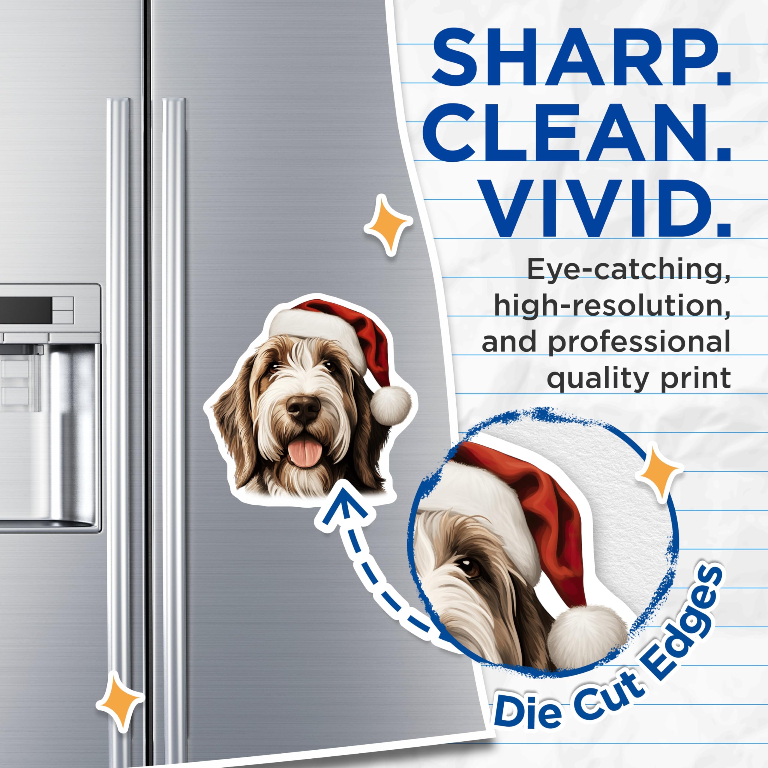 (2 Pack) Christmas Dog Magnets - Santa Hat Pet - Holiday Refrigerator Decor for Dog Lovers - 5 Inches On Longest Side - Thick Durable Magnet - Made in USA - MAG25650