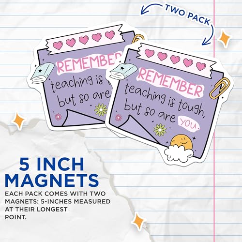 (2 Pack) Teacher Appreciation Magnets - Motivational Teacher Magnets - Inspirational Classroom - Teacher Gifts - 5" On Longest Side - for Cars, Fridges, Toolboxes - Made in USA - MAG4437
