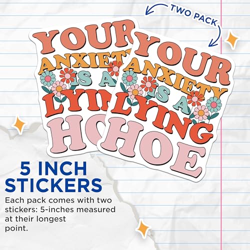 (2 Pack) Anxiety Awareness Stickers - Mental Health Support - Motivational Quote Vinyl Decal - 5" On Longest Side - Sticks to Smooth Flat Surfaces - Made in USA - BMCS7662