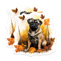 (2 Pack) Pug Dog Autumn Fall Leaves Magnets - Cute Pet Animal Woodland Forest Decor - Refrigerator Locker Display - 5 Inches On Longest Side - Thick Durable Magnet - Made in USA - MAG24805