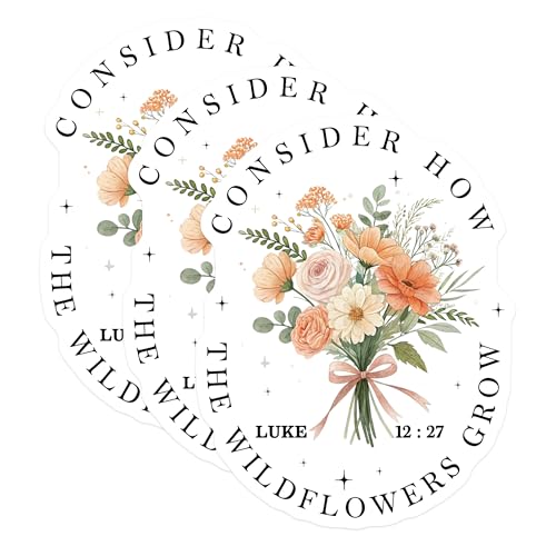 (3 Pack) Wildflower Bouquet Decals - Floral Laptop Decal - Botanical Bible Verse Stickers - 3 Inches On Longest Side - Easy Peel & Apply - Made in USA - 3MCS0084