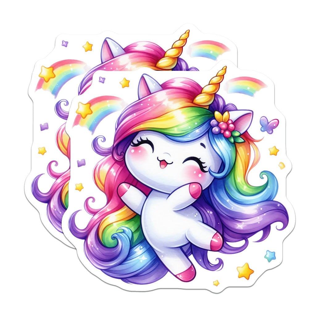 (2 Pack) Rainbow Unicorn Magnets - Cute Kawaii Fridge Decor - Kids Room Locker Accessories - Fantasy Lover Present - 5 Inches On Longest Side - Thick Durable Magnet - Made in USA - MAG36056