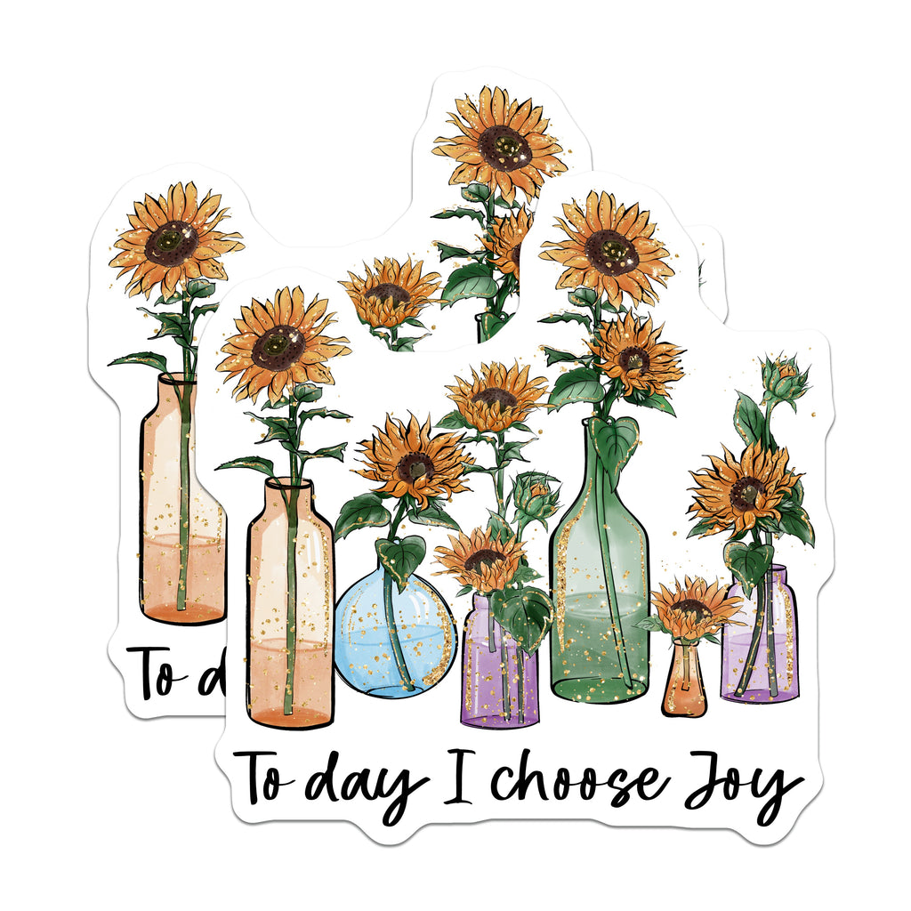 (2 Pack) Today I Choose Joy Magnets - Inspirational Sunflower Decor - Boho Kitchen Refrigerator - Encouragement Art - 5 Inches On Longest Side - Thick Durable Magnet - Made in USA - MAG38999