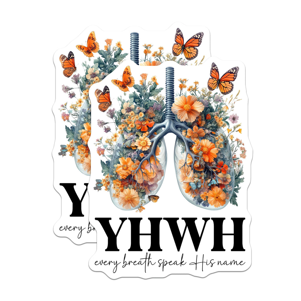 (2 Pack) YHWH Floral Lungs Magnets - Christian Faith Scripture - Every Breath Speak His Name - Spiritual Kitchen Decor - 5 Inches On Longest Side - Thick Durable Magnet - Made in USA - MAG29724