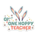(2 Pack) One Hoppy Teacher Stickers - Funny Teacher - Cute Teacher Appreciation - 5" On Longest Side - Sticks to Smooth Flat Surfaces - Made in USA - BMCS8139