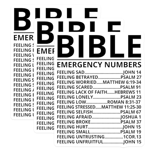 (3 Pack) Bible Emergency Numbers Decals - Religious Verses Decals - Faith Based Stickers - 3 Inches On Longest Side - Easy Peel & Apply - Made in USA - 3MCS2651