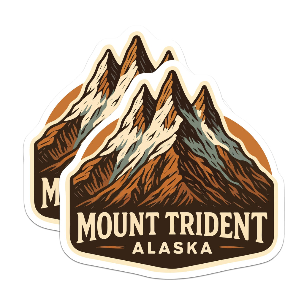 (2 Pack) Mount Trident Alaska Magnets - Mountain Range Scenic Art - Alaskan Travel Souvenir Decor - 5 Inches On Longest Side - Thick Durable Magnet - Made in USA - MAG19628