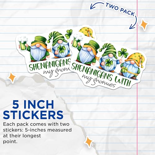 (2 Pack) St. Patrick's Day Stickers - 5" On Longest Side - Sticks to Smooth Flat Surfaces - Made in USA - BMCS8399 - BMCS8399