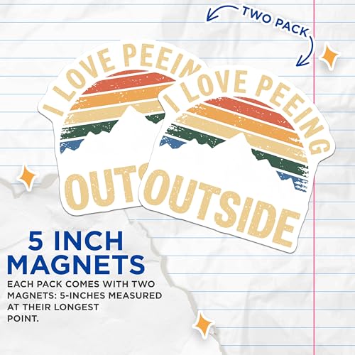 (2 Pack) I Love Peeing Outside Magnets - Funny Camping Decor - Hiking Enthusiast Humorous Gifts - 5" On Longest Side - for Cars, Fridges, Toolboxes - Made in USA - MAG5609