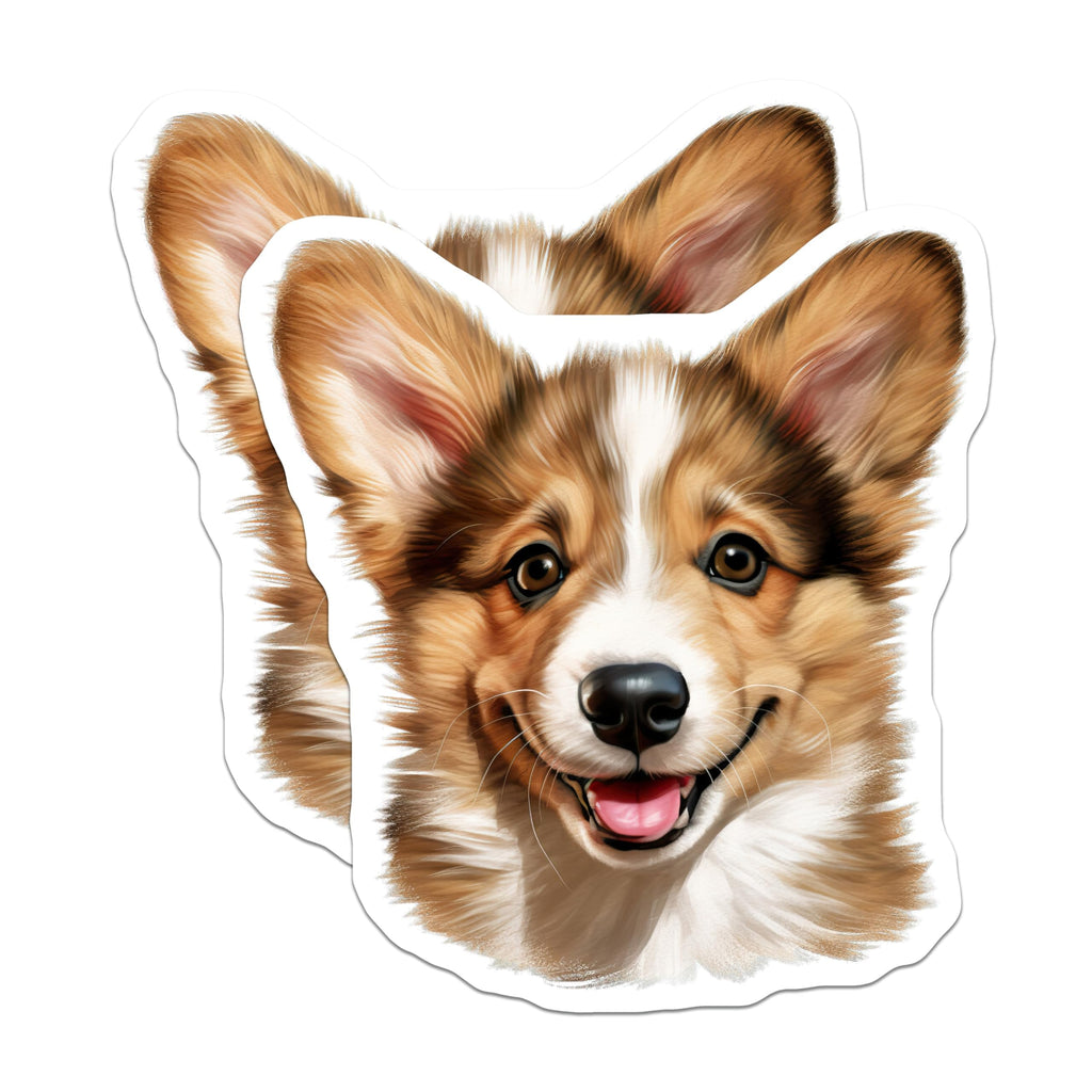 (2 Pack) Corgi Magnets - Happy Dog Fridge Decor - Pembroke Welsh Dog Lover Home Accent - 5 Inches On Longest Side - Thick Durable Magnet - Made in USA - MAG24531