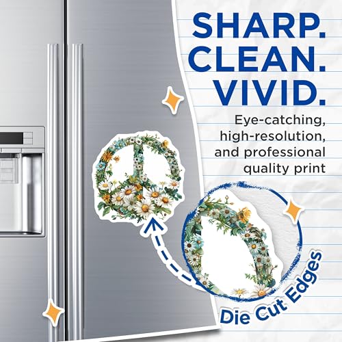 (2 Pack) Peace Symbol Flower Magnets Magnets - Floral Peace Sign - 5" On Longest Side - Made in USA - Sticks to Refrigerators & Metal Surfaces - MAG8864