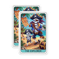 (2 Pack) Pirate Skeleton Stickers - Adventure Theme Stickers - Fun Skull Explorer Stickers for Kids and Adults - 5" On Longest Side - Sticks to Smooth Flat Surfaces - Made in USA - BMCS4455