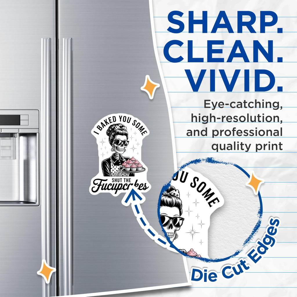 (2 Pack) Sassy Skeleton Baker Magnets - Funny Baking Quote - Retro Pinup Style Decor - 5 Inches On Longest Side - Thick Durable Magnet - Made in USA - MAG23011
