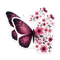 (2 Pack) Pink Butterflies Magnet - Floral Home Decor - 5" On Longest Side - Sticks to Smooth Flat Surfaces - Made in USA - MAG9743