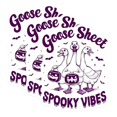 (3 Pack) Goose Sheet Spooky Vibes Decals - Halloween Goose Laptop Decal - Funny Goose Decal - 3 Inches On Longest Side - Easy Peel & Apply - Made in USA - 3MCS4708