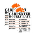 (2 Pack) Carpenter Hourly Rate Stickers - Humorous Work Quotes for Craftsmen - 5" On Longest Side - Sticks to Smooth Flat Surfaces - Made in USA - BMCS8631 - BMCS8631