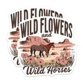 (2 Pack) Wild Horses Magnets - Desert Mesa Scenery - Wildflower Field Decor - Equestrian Art Collection - 5 Inches On Longest Side - Thick Durable Magnet - Made in USA - MAG20769