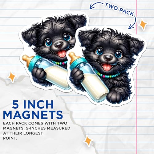 (2 Pack) Animal Refrigerator Decor Magnet - Fun Kitchen Accessories - 5" On Longest Side - Sticks to Smooth Flat Surfaces - Made in USA - MAG9594