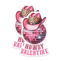 (2 Pack) Howdy Valentine Stickers - Pink Disco Ball Stickers - Cowboy Hat Stickers - 5" On Longest Side - Sticks to Any Smooth Flat Surface - Made in USA - BMCS3142