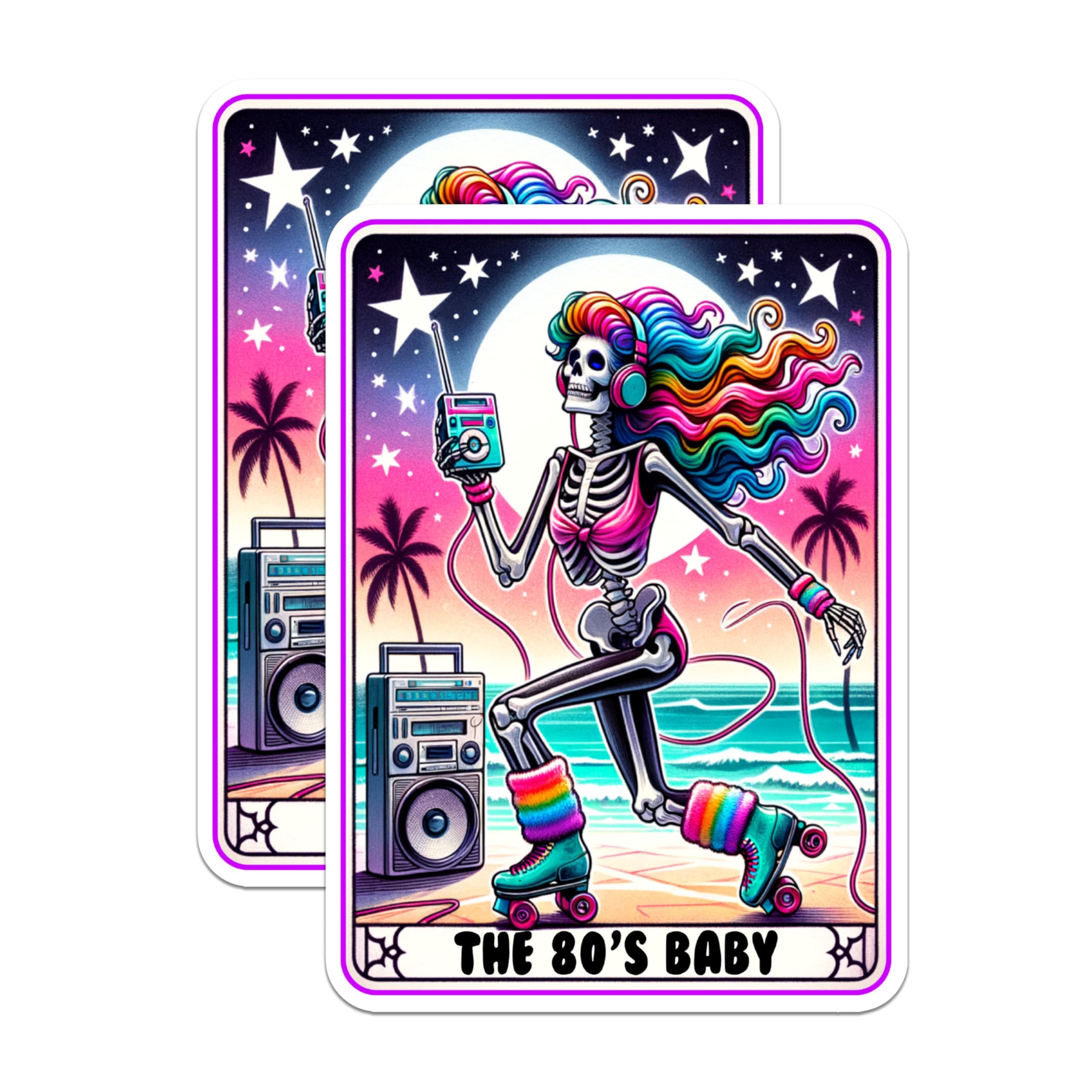 (2 Packs) The 80s Baby Tarot Card Magnets - Mystical 80s Retro Tarot Card Magnets - 5 Inches On Longest Side - Premium Magnet - for Fridges, Toolboxes, Cars - Made in USA - MAG2536