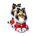 (2 Pack) Rough Collie Santa Dog Magnets - Festive Pet Lover Refrigerator Decor - Christmas Stocking Stuffers for Dog Owners - 5 Inches On Longest Side - Thick Durable Magnet - Made in USA - MAG27611