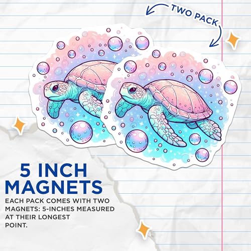 (2 Pack) Cute Marine Life Decor Magnet - 5" On Longest Side - Sticks to Smooth Flat Surfaces - Made in USA - MAG10096