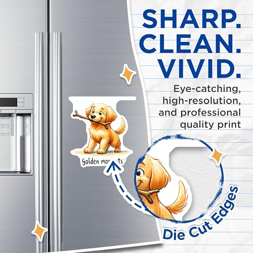 (2 Pack) Cute Puppy Magnets - Adorable Dog Fridge Magnets - Golden Retriever ation - Animal Lovers Magnets - 5" On Longest Side - for Cars, Fridges, Toolboxes - Made in USA - MAG3624