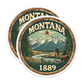 (2 Pack) Montana State Magnets - Fishing and Deer Scene - State Seal Fridge Magnets - 5" On Longest Side - Premium Magnet - for Cars, Refrigerators, Toolboxes, Lockers - Made in USA - MAG14605