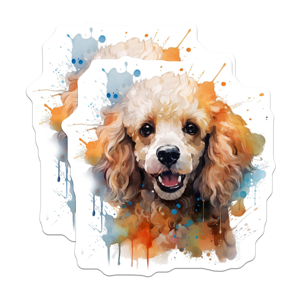 (2 Pack) Watercolor Dog Magnets - Happy Poodle Decor - Pet Lover Fridge Art - 5 Inches On Longest Side - Thick Durable Magnet - Made in USA - MAG29251