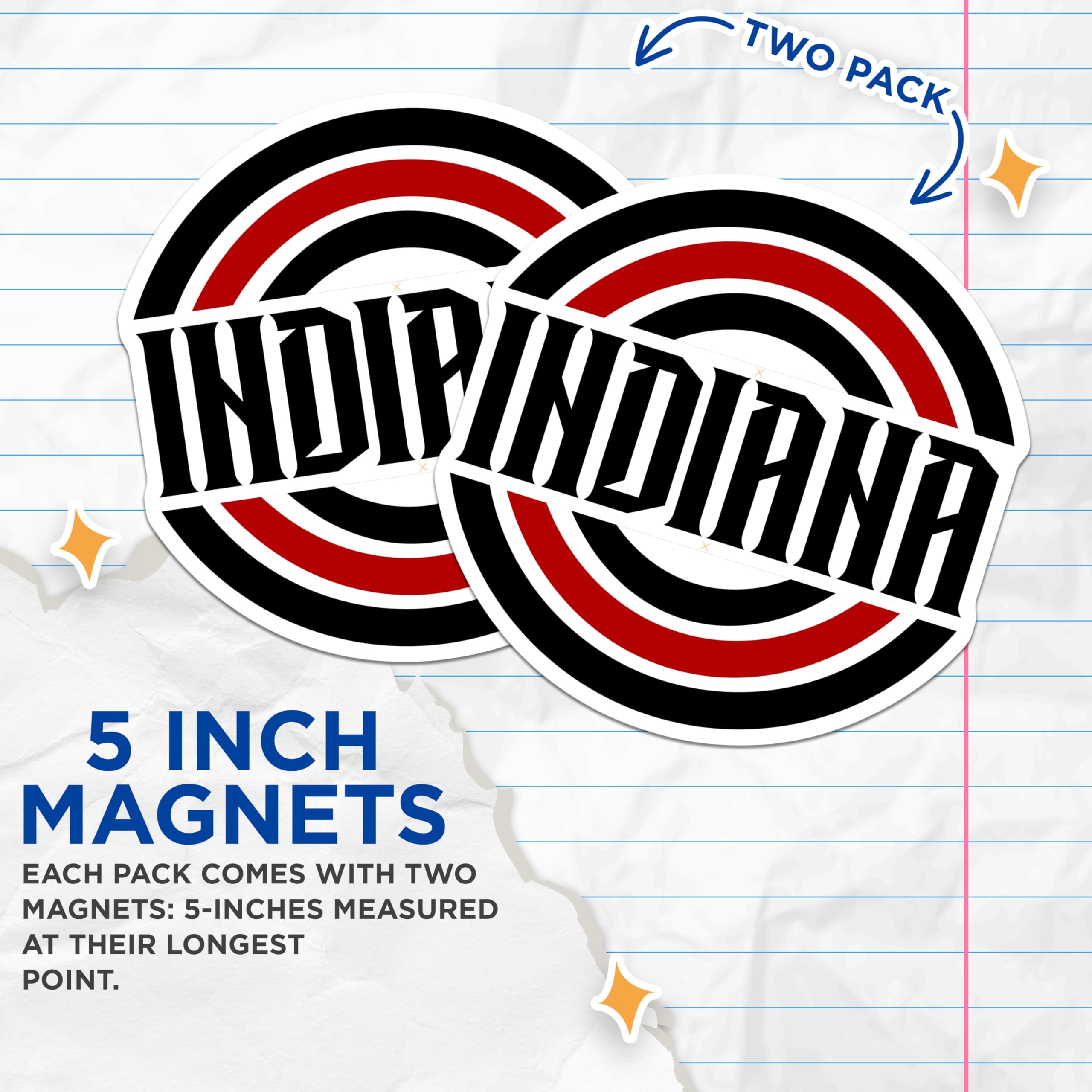 (2 Pack) Indiana State Magnets - Indiana Pride Decor - Indiana Souvenir Fridge Magnets - 5" On Longest Side - Premium Magnet - for Cars, Refrigerators, Toolboxes, Lockers - Made in USA - MAG18176