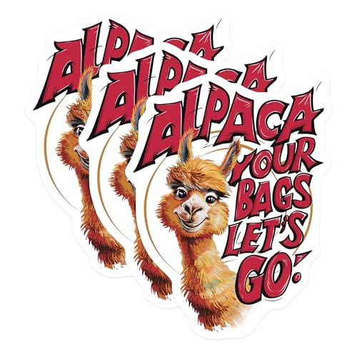 (3 Pack) Alpaca Your Bags Decals - Funny Alpaca - Travel Stickers - 3 Inches On Longest Side - Easy Peel & Apply - Made in USA - 3MCS2573