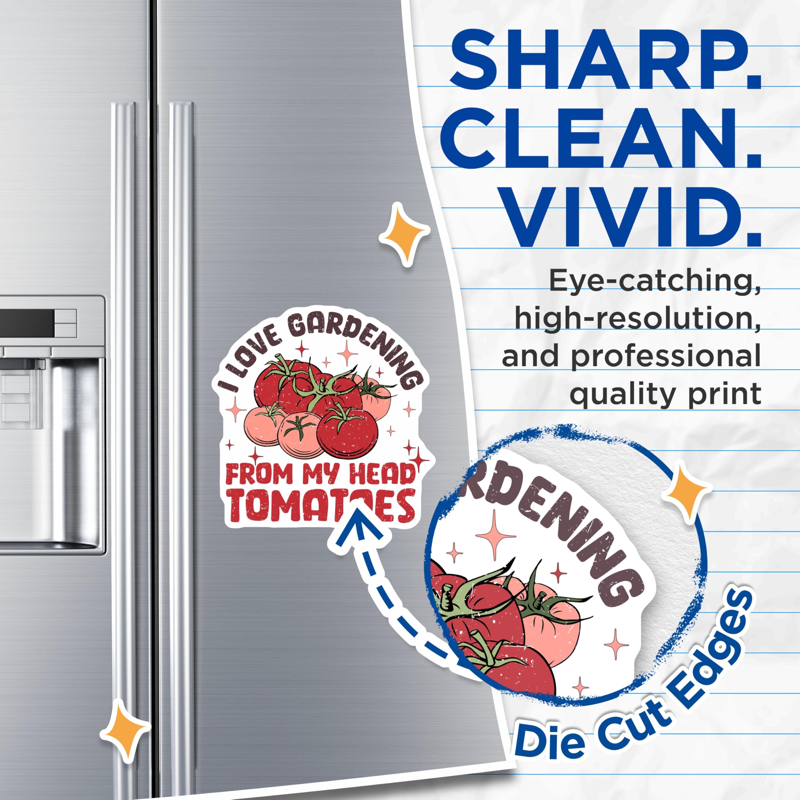 (2 Pack) Tomato Gardening Magnets - I Love Tomatoes - Garden Vegetables Magnets - 5" On Longest Side - Premium Magnet - for Cars, Refrigerators, Toolboxes, Lockers - Made in USA - MAG17337