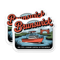 (2 Pack) Brunswick Georgia Magnets - Shrimp Boat - City Souvenir - 5" On Longest Side - Premium Magnet - for Cars, Refrigerators, Toolboxes, Lockers - Made in USA - MAG18023