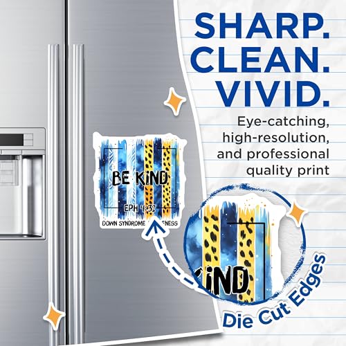 (2 Pack) Be Kind Magnets - Down Syndrome Awareness - Inspirational Quote - Ephesians 4:32 Sign - 5" On Longest Side - for Cars, Fridges, Toolboxes - Made in USA - MAG8208